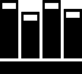 Stack of book icon in b&w color.