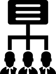 Hierarchical structure icon in B&W color.