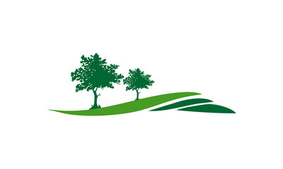 yard green with two tree vector 