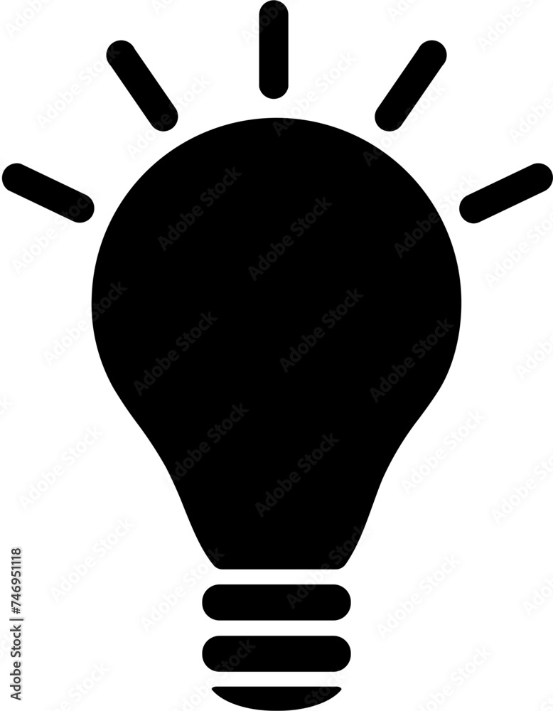 Wall mural lighting bulb or idea icon in black color.