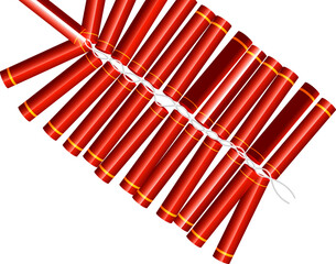 Realistic firecrackers garland in red color.