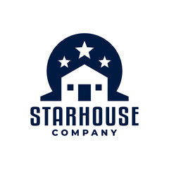 illustration of a house with a star. logo for real estate company. house vector logo template.