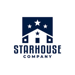 illustration of a house with a star. logo for real estate company. house vector logo template.