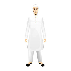 Cartoon character of a Muslim man in his traditional cloth.