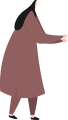 Character of a beautiful muslim faceless woman wearing brown color Hijab in standing position.