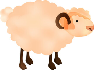 Illustration of Sheep animal on white background for Muslim Festival concept.
