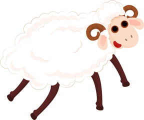 Cute cartoon of sheep on white background.