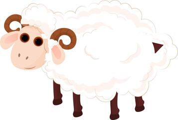 Cute cartoon of sheep on white background.