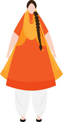 Cartoon character of faceless woman in Punjabi (Sikh) traditional clothes.