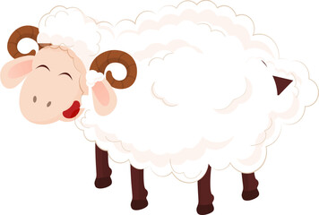 Cute cartoon of sheep on white background.