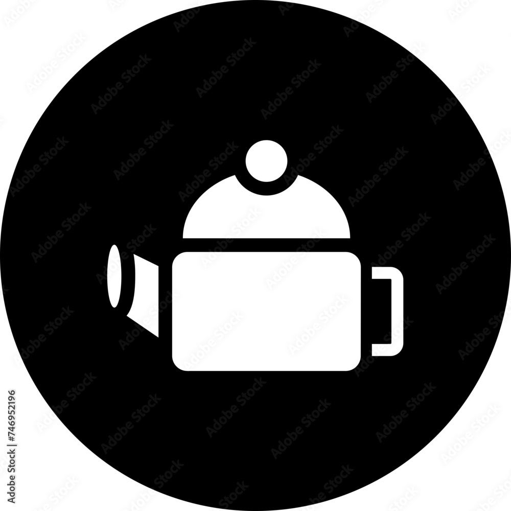 Sticker kettle or teapot glyph icon in flat style.