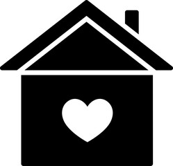 Charity home icon in b&w color.
