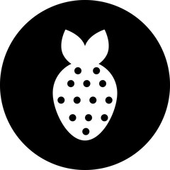 Strawberry icon in b&w color.