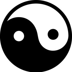 B&W illustration of yin yang icon.