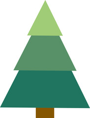 Green paper cut xmas tree on white background.