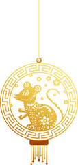 Hanging chinese rat lantern in golden color.