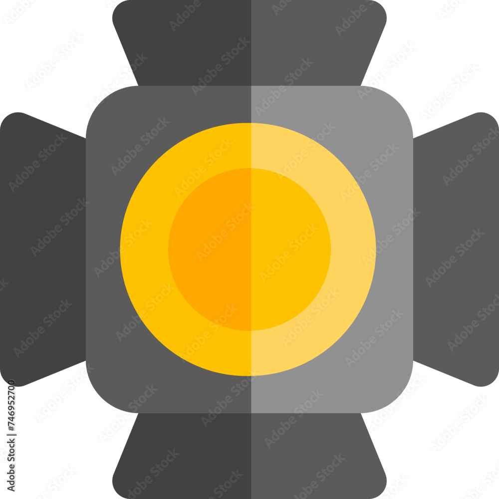 Sticker spotlight icon in black and yellow color.