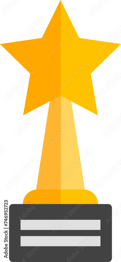 Poster star trophy icon in black and yellow color.