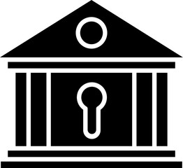 B&W illustration of bank flat icon.