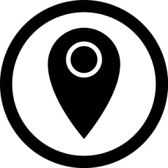 Map pin in circle icon or symbol.