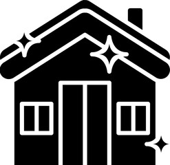 Glyph illustration of clean house icon.