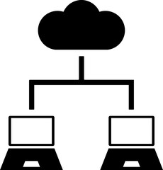 Cloud server connected laptop icon.