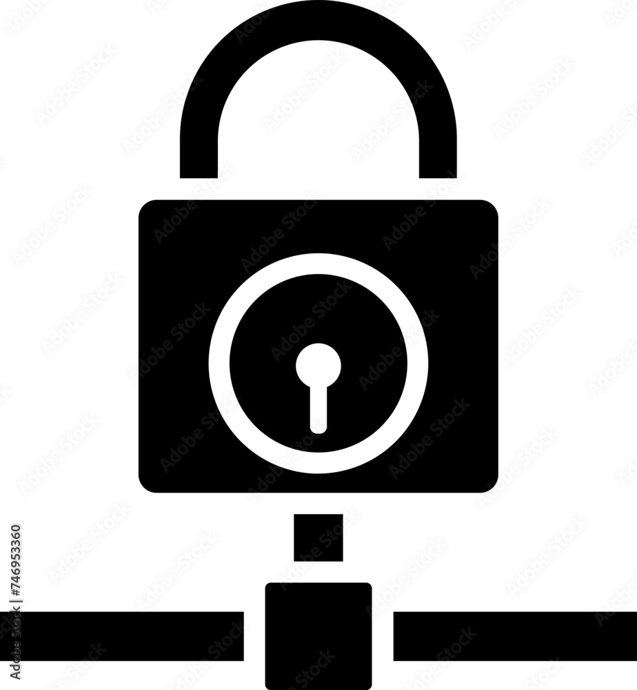 Wall mural Data protection or network lock icon in b&w color.