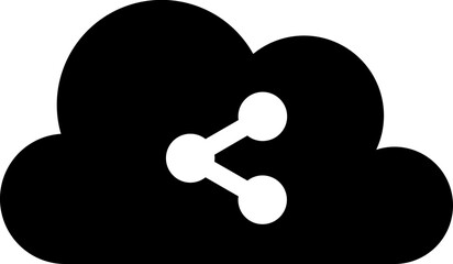 B&W cloud share icon in flat style.