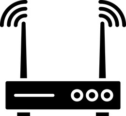 B&W router icon in flat style.