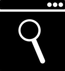 Online web searching icon in b&w color.