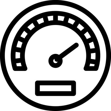 recommend clip art: Black line art illustration of speedometer icon.