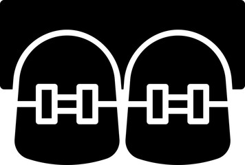 Teeth braces icon in b&w color.