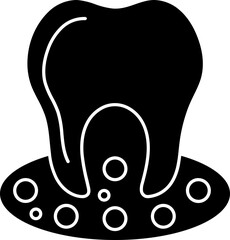 B&W tooth gum icon or symbol.