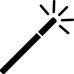 B&W illustration of magic wand icon.
