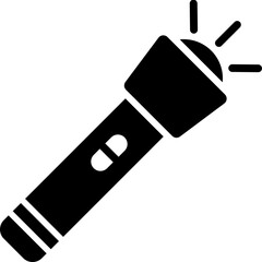 Glyph torch or flashlight icon in flat style.