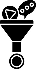 Marketing funnel icon in b&w color.
