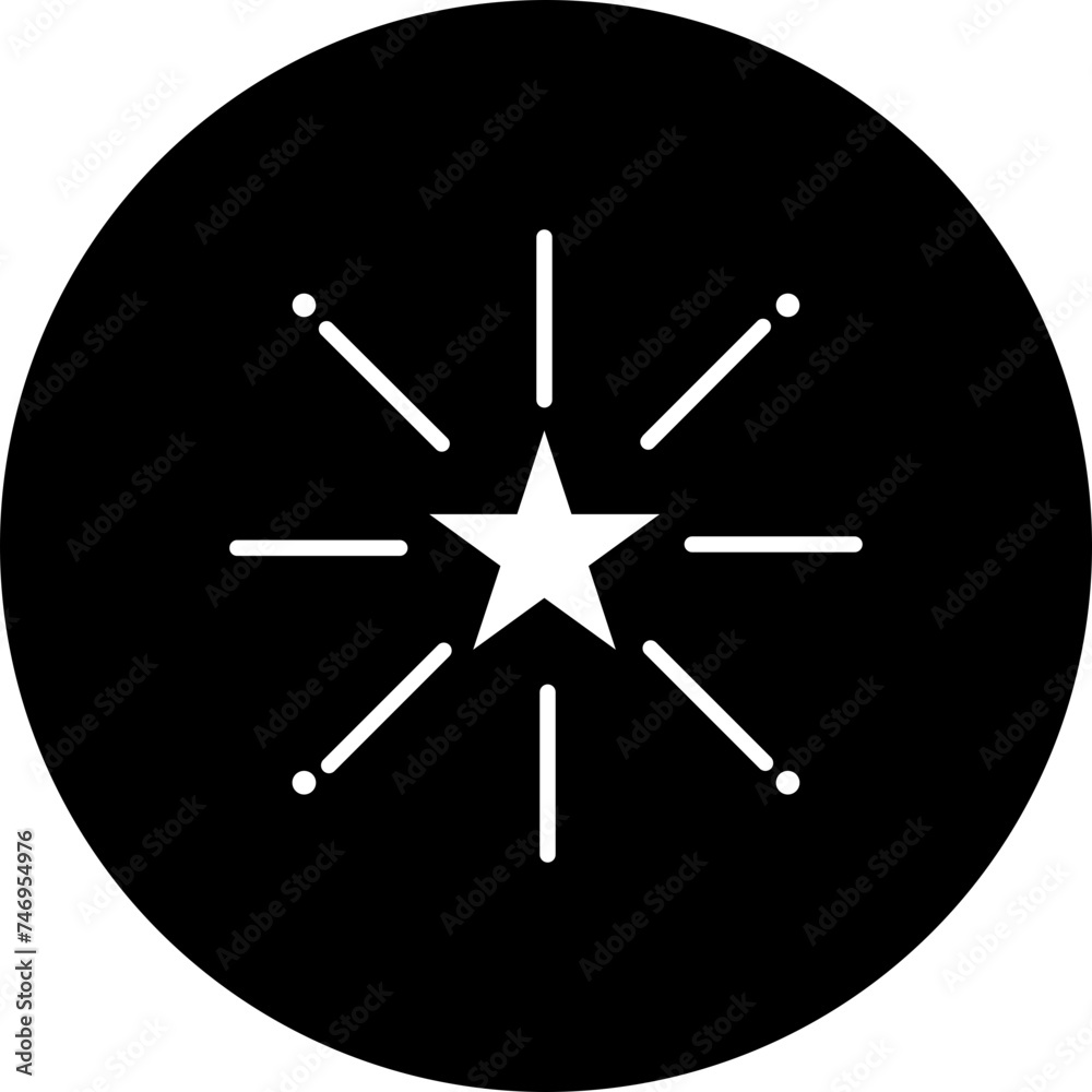 Wall mural B&W fireworks icon in flat style.