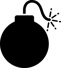B&W bomb icon in flat style.