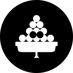 Sweets laddu on plate glyph icon or symbol.