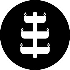 B&W illustration of candelabrum icon.