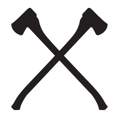 A pair of axes crossed in silhouette