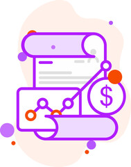 Flat style Money financial strategy graph document paper on abstract background.