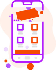 Colorful mobile thumbnail icon on smartphone screen with abstract background.