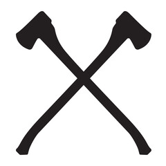 A pair of axes crossed in silhouette