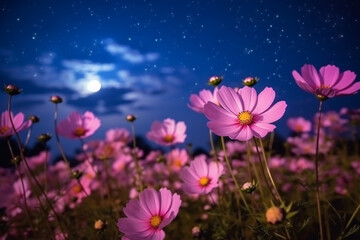 Obraz na płótnie Canvas Romantic night scene beautiful pink flower blossom