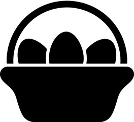 B&W egg basket icon in flat style.