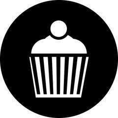 Glyph cupcake icon in flat style.