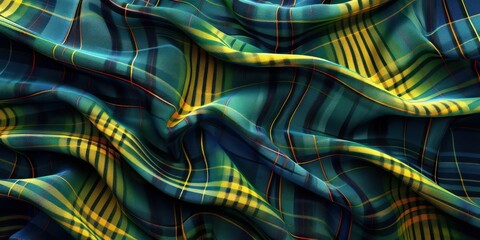 Abstract Gordon clan tartan. wavy fabric weave of cotton or linen satin fabric lies texture background.	
 - obrazy, fototapety, plakaty