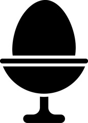 B&W illustration of boiled egg glass icon.