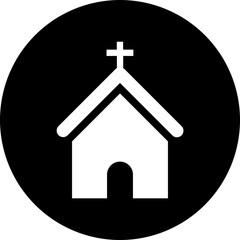 Church icon in b&w color.